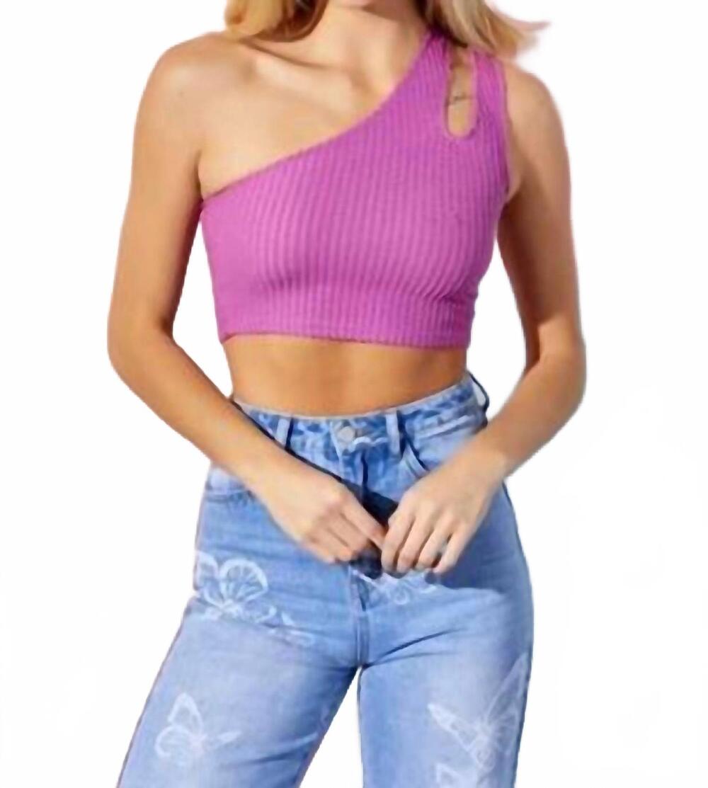 NEW BAEVELY BY WELLMADE textured knit top in orchid